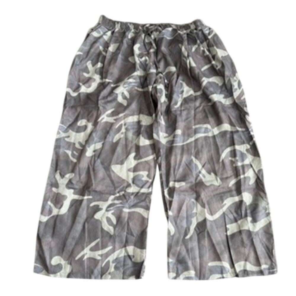 XPlusWear Casual Army Camo Wide Leg Pants in Green, Size 2XL​